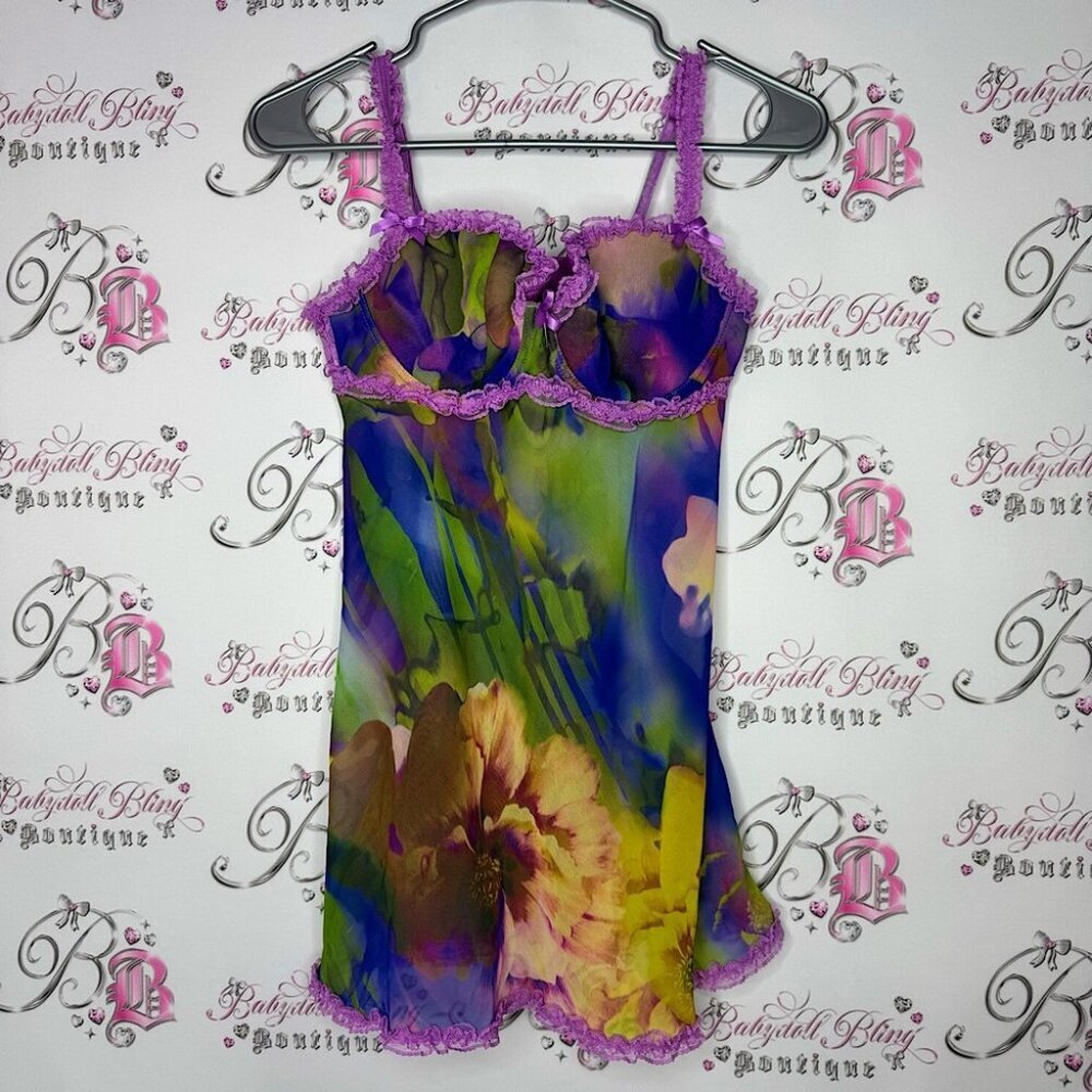 La senza babydoll dress mini floral flowers unique design bustier chemise dress